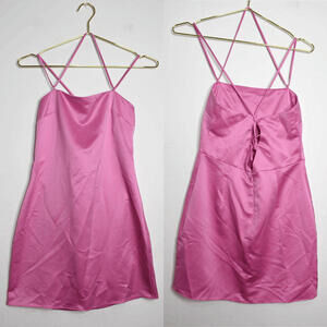 TOPSHOP Hot Pink Barbie Satin Spaghetti Strap Mini Slip Dress - 4